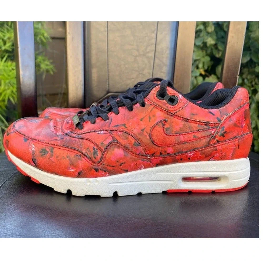 Nike Air Max 1 Ultra Rose Floral Print Sneaker Womens Athletic Size 6.5 Lace Up